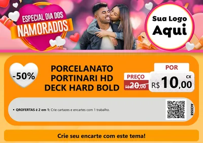 Modelo de Cartaz para Cartaz A4 Horizontal com o tema Especial Dia dos Namorados para Pisos e revestimentos