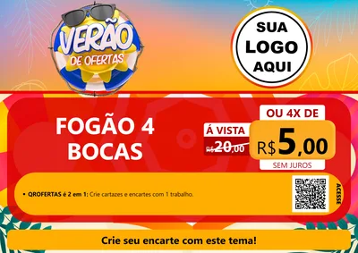Modelo de Cartaz para Cartaz A4 Horizontal com o tema Verão de Ofertas para Móveis e Eletro