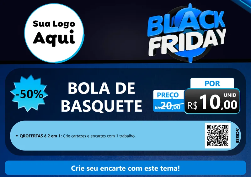Modelo de Cartaz para Cartaz A4 Horizontal com o tema Black Friday para Artigos Esportivos