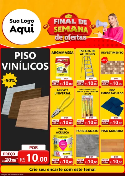 Modelo de Encarte para Encarte A4 Vertical com o tema Final de Semana de Ofertas para Material para Construção