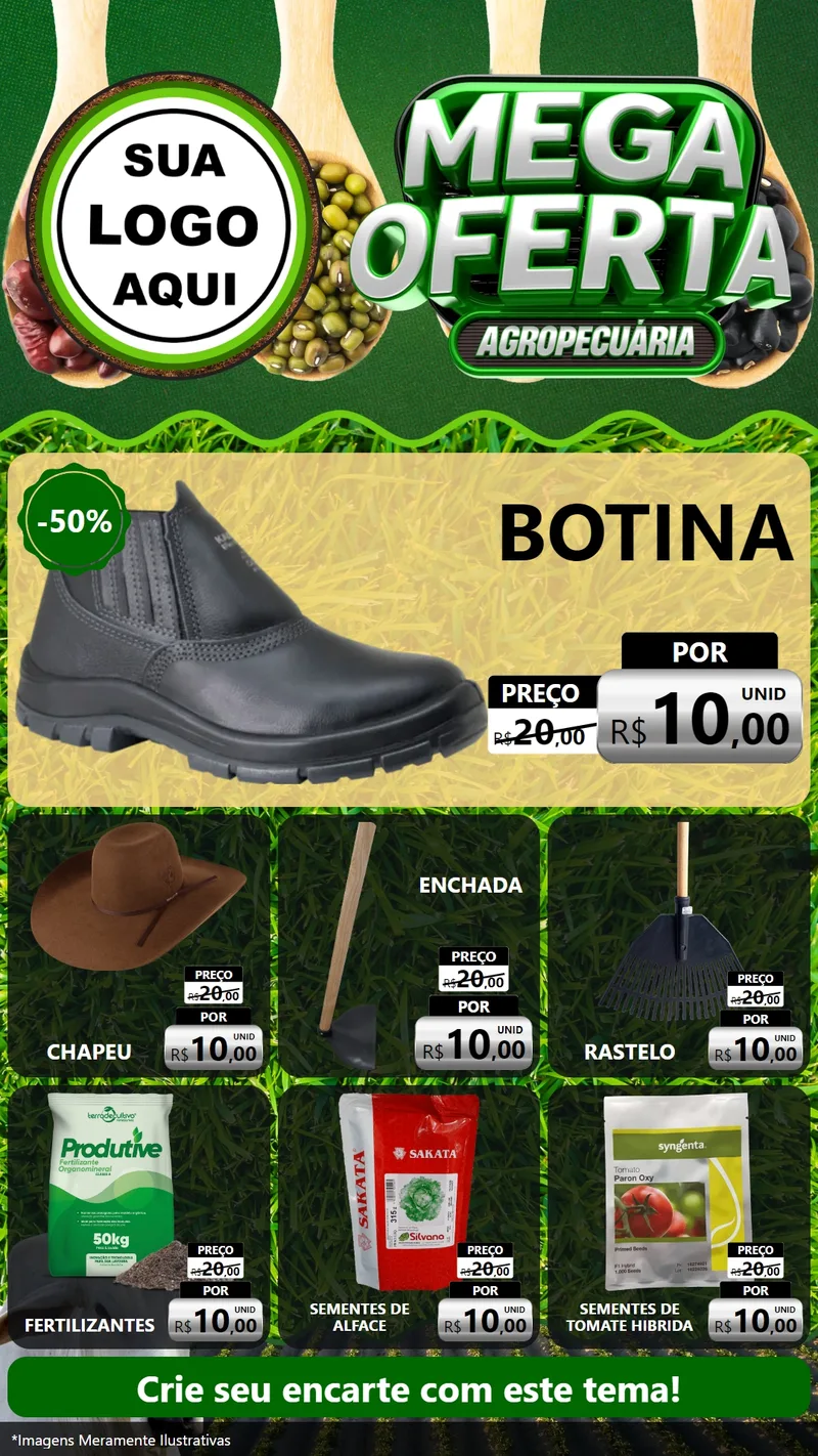 Modelo de Rede Social para Stories com o tema Mega Oferta - Agropecuária para Agropecuária