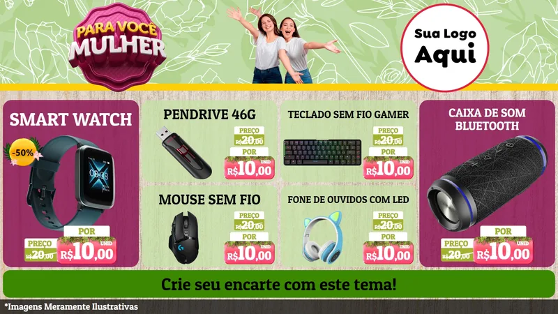 Modelo de TV para TV Horizontal com o tema Para Você Mulher para Informática