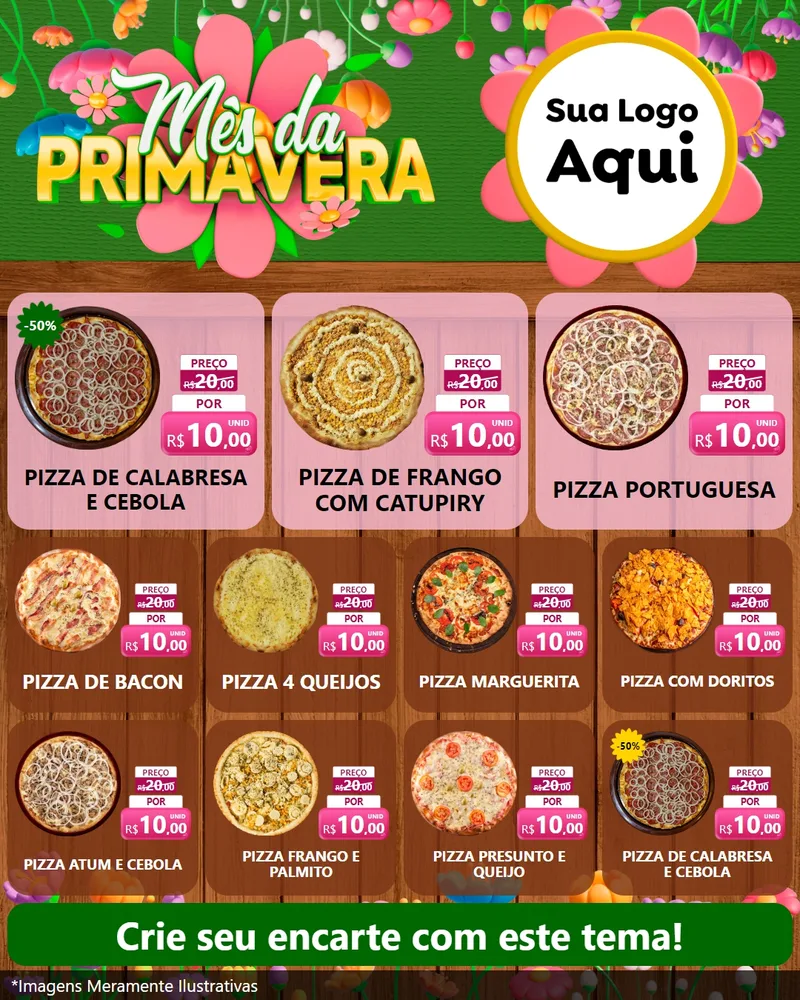 Modelo de Rede Social para Feed Instagram com o tema Mês da Primavera para Pizzaria