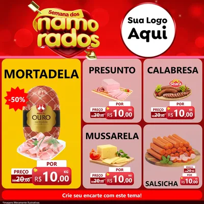 Modelo de Rede Social para Feed Facebook com o tema Semana dos namorados para Frios e Laticínios