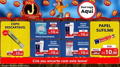 Modelo de TV para TV Horizontal com o tema Dia J - O Dia Mais Barato Do Mês para Embalagens