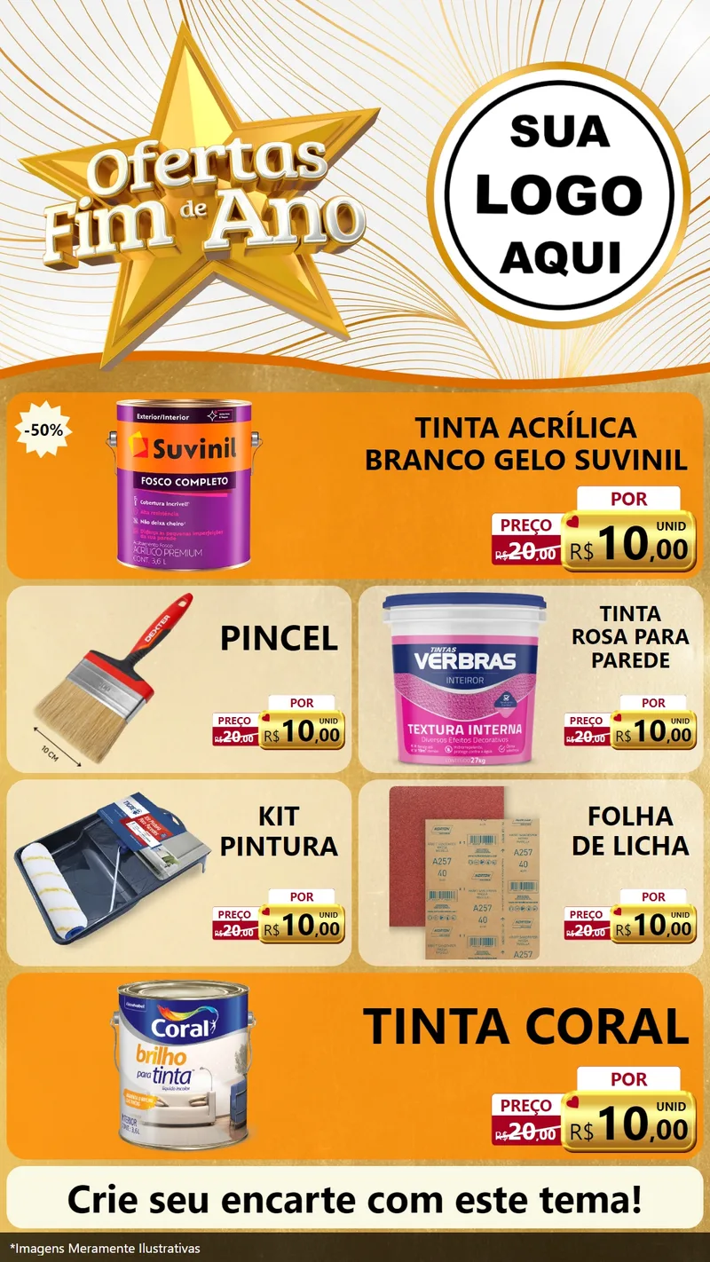 Modelo de TV para TV Vertical com o tema Ofertas Fim de Ano para Tintas e Ferramentas