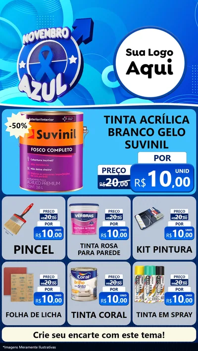 Modelo de Rede Social para Stories com o tema Novembro Azul para Tintas e Ferramentas
