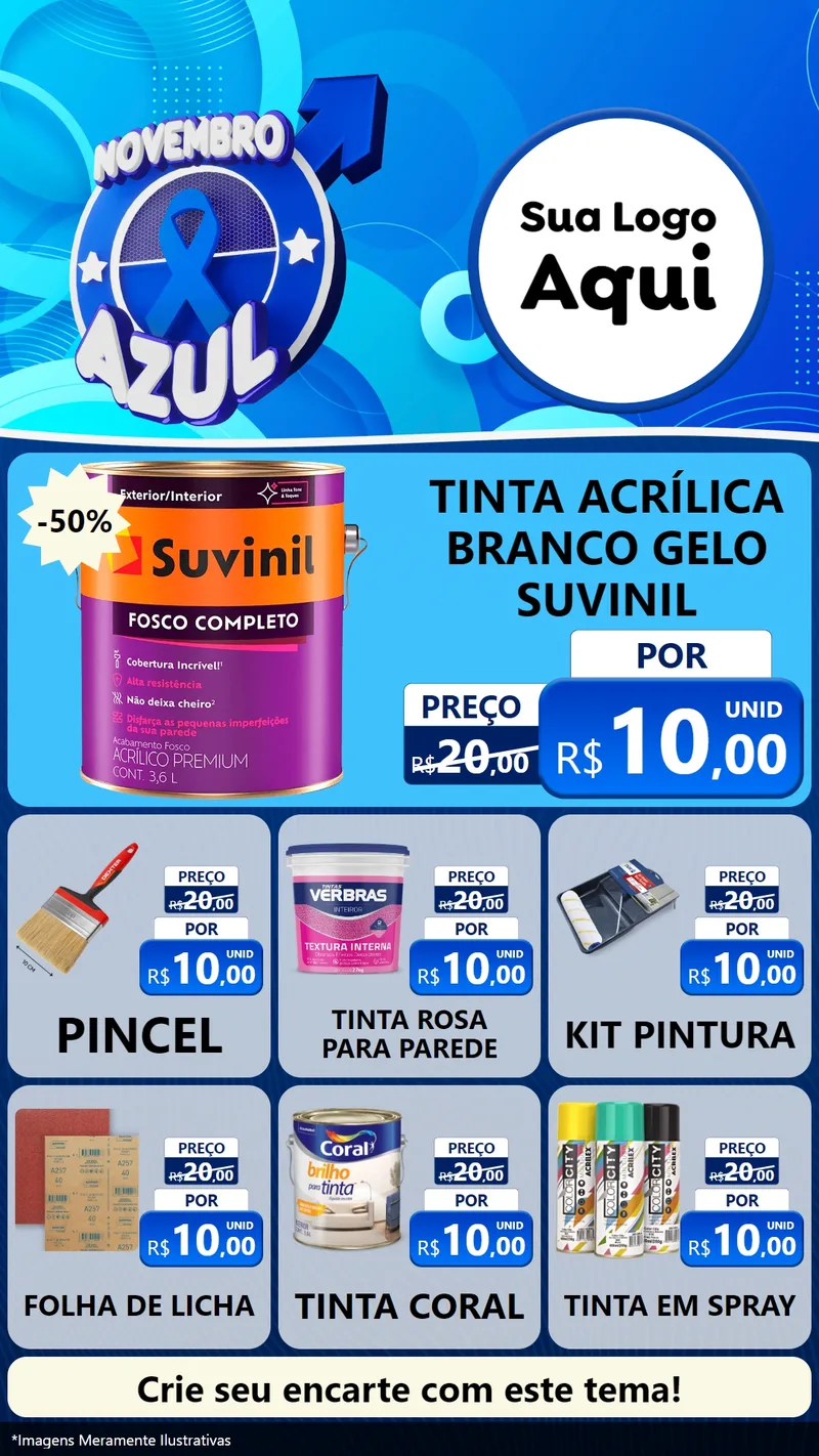 Modelo de Rede Social para Stories com o tema Novembro Azul para Tintas e Ferramentas