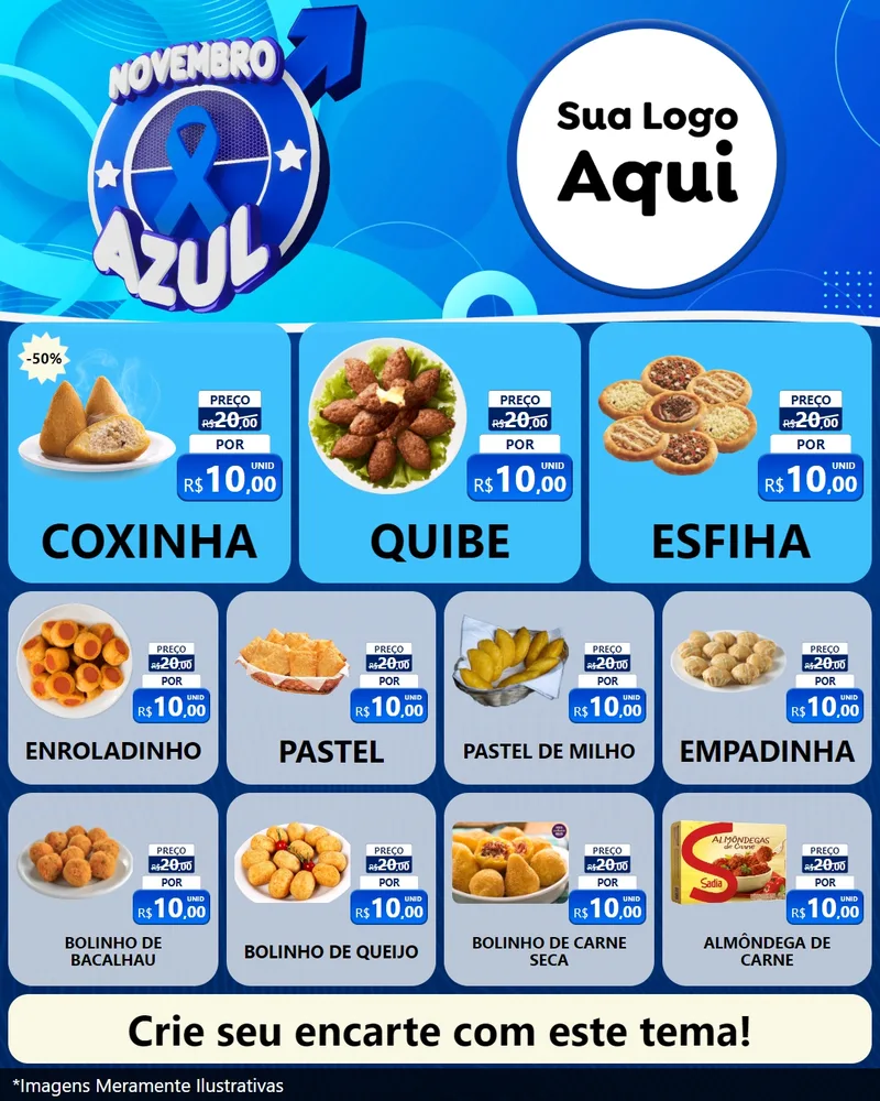 Modelo de Rede Social para Feed Instagram com o tema Novembro Azul para Salgadaria