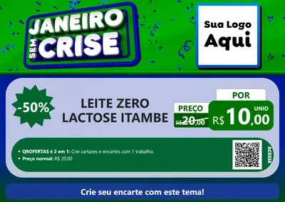 Modelo de Cartaz para Cartaz A4 Horizontal com o tema Janeiro Sem Crise para Frios e Laticínios