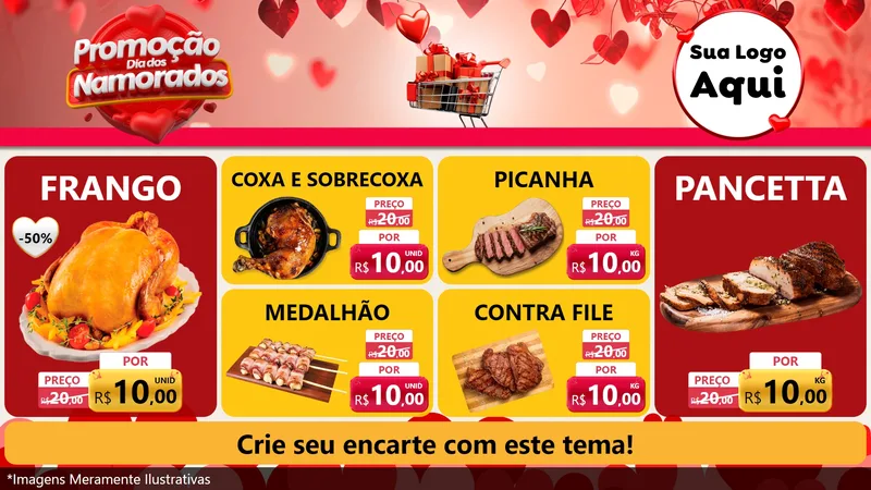 Modelo de TV para TV Horizontal com o tema Promoção Dia dos Namorados para Assados