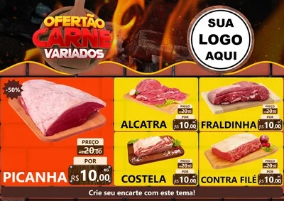 Modelo de Encarte para Encarte A4 Horizontal com o tema Ofertão Carne Variados para Açougue