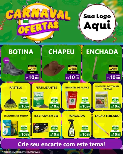 Modelo de Rede Social para Feed Instagram com o tema Carnaval de Ofertas para Agropecuária