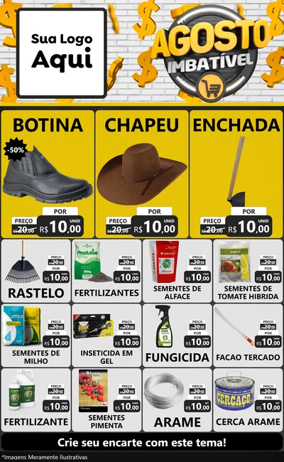 Modelo de Encarte para Encarte Grande com o tema Agosto imbatível para Agropecuária