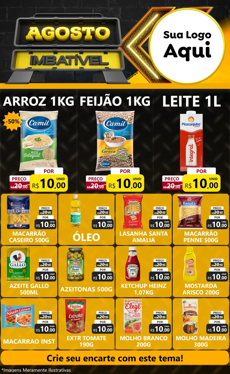 Modelo de Encarte para Encarte Grande com o tema Agosto Imbatível para Supermercado