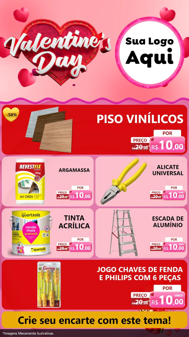 Modelo de TV para TV Vertical com o tema Valentine's Day para Material para Construção