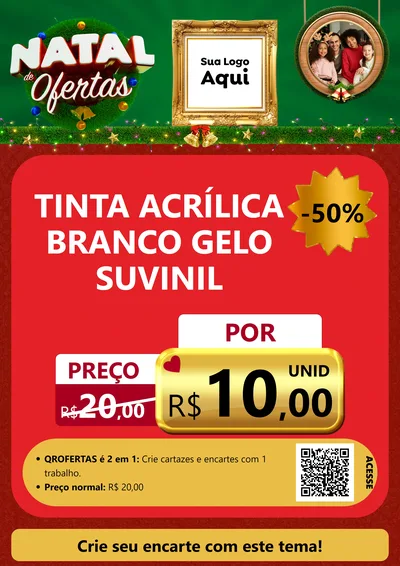 Modelo de Cartaz para Cartaz A4 Vertical com o tema Natal de Ofertas para Tintas e Ferramentas