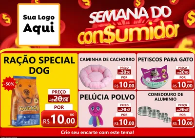 Modelo de Encarte para Encarte A4 Horizontal com o tema Semana do Consumidor para Pet Shop