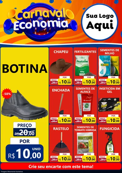 Modelo de Encarte para Encarte A4 Vertical com o tema Carnaval da Economia para Agropecuária