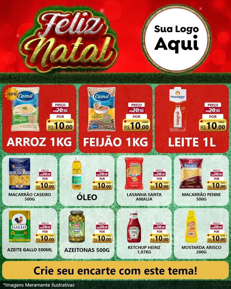 Modelo de Rede Social para Feed Instagram com o tema Feliz Natal para Supermercado