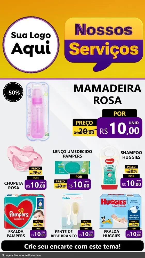 Modelo de Rede Social para Stories com o tema Nossos Serviços para Bebês