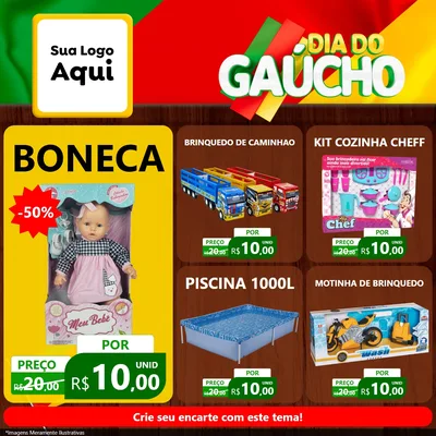 Modelo de Rede Social para Feed Facebook com o tema Dia do Gaúcho para Brinquedos