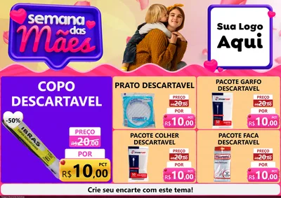 Modelo de Encarte para Encarte A4 Horizontal com o tema Semana das Mães para Embalagens