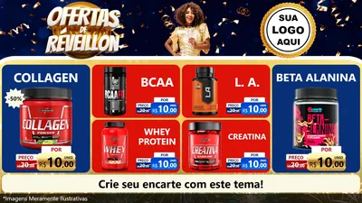 Modelo de TV para TV Horizontal com o tema Ofertas de Réveillon para Suplementos alimentares