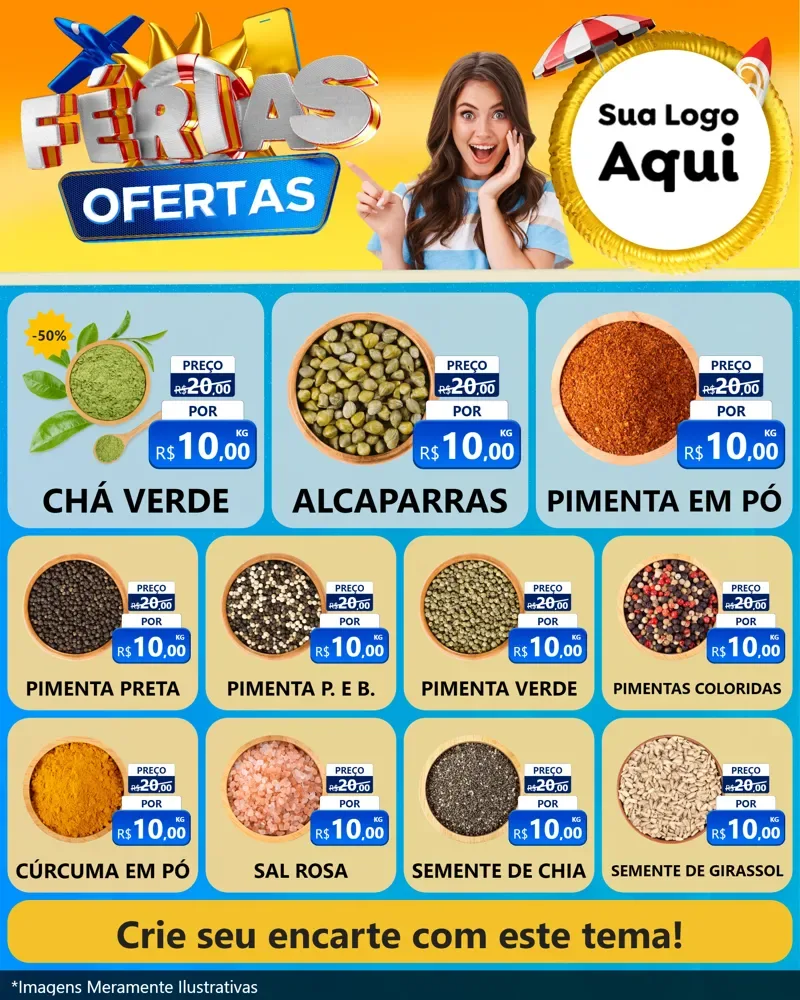 Modelo de Rede Social para Feed Instagram com o tema Ofertas - Férias para Produtos Naturais