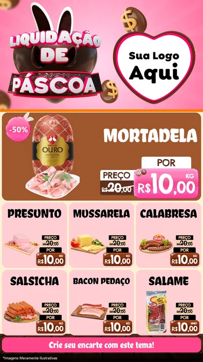 Modelo de Rede Social para Stories com o tema Liquidação de Páscoa para Frios e Laticínios