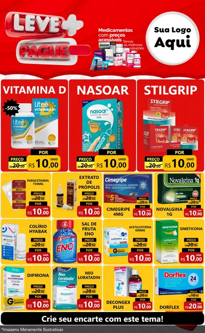 Modelo de Encarte para Encarte Grande com o tema Leve Mais Pague Menos para Farmácia