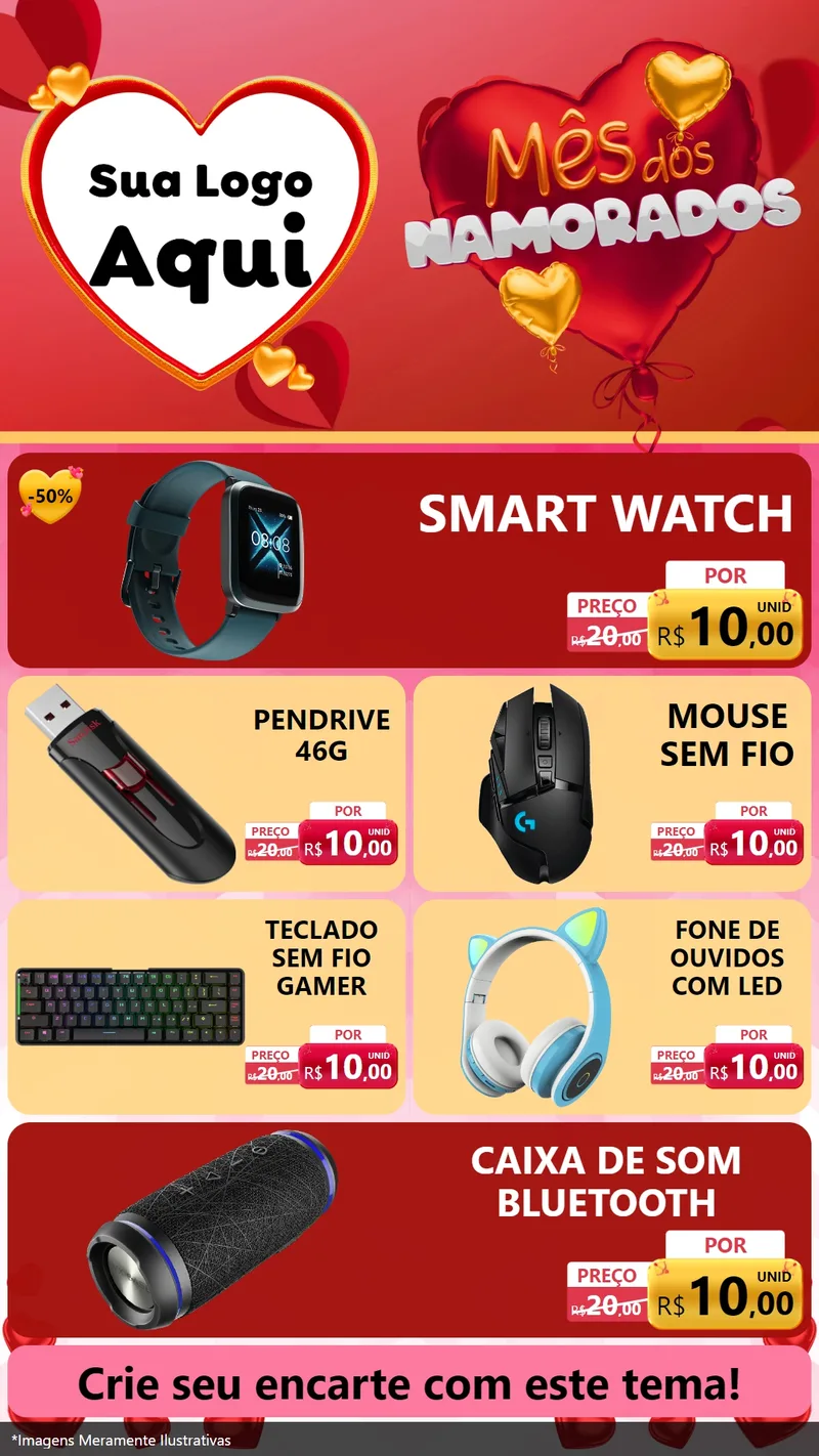 Modelo de TV para TV Vertical com o tema Mês dos Namorados para Informática
