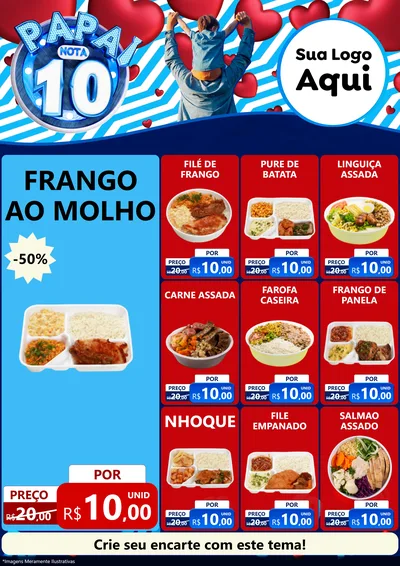 Modelo de Encarte para Encarte A4 Vertical com o tema Papai Nota 10 para Restaurante