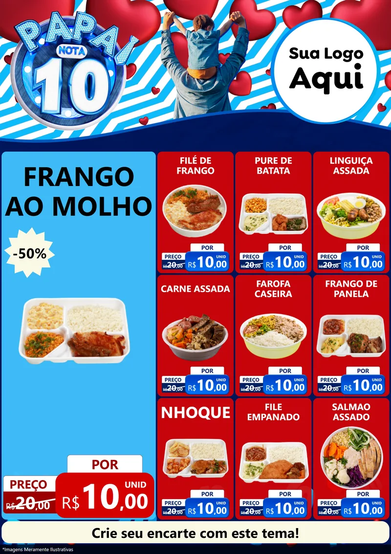 Modelo de Encarte para Encarte A4 Vertical com o tema Papai Nota 10 para Restaurante
