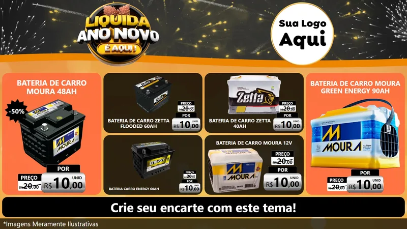 Modelo de TV para TV Horizontal com o tema Liquida Ano Novo É Aqui! para Baterias Elétricas