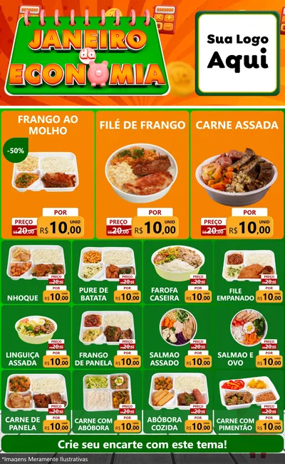 Modelo de Encarte para Encarte Grande com o tema Janeiro da Economia para Restaurante