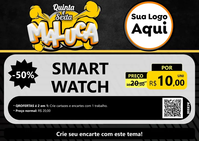 Modelo de Cartaz para Cartaz A4 Horizontal com o tema Quinta e Sexta Maluca para Informática