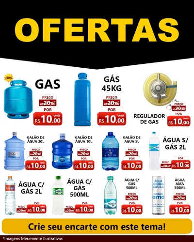 Modelo de Rede Social para Feed Instagram com o tema Ofertas Preto e Vermelho Cartaz para Água e gás