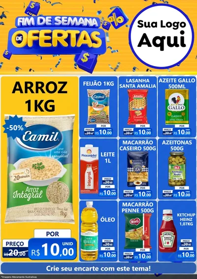 Modelo de Encarte para Encarte A4 Vertical com o tema Fim de Semana de Ofertas para Supermercado