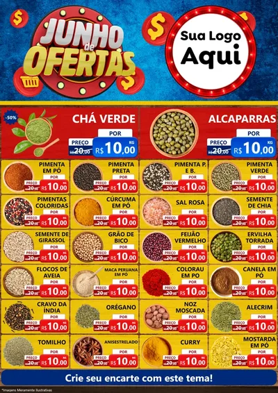Modelo de Encarte para Encarte A4 Vertical com o tema Junho de Ofertas para Produtos Naturais