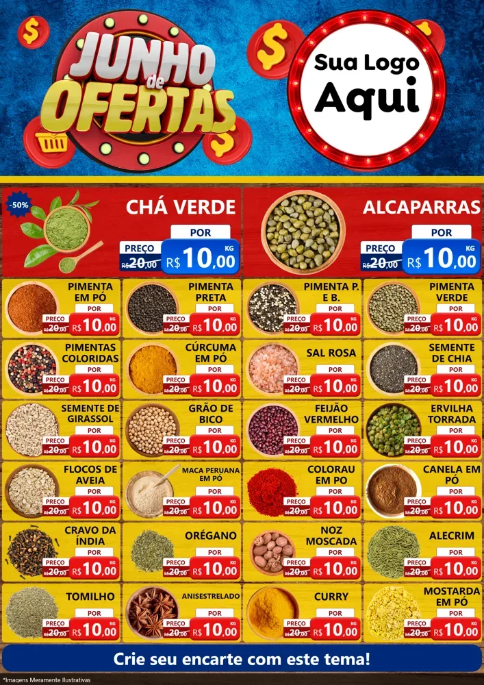 Modelo de Encarte para Encarte A4 Vertical com o tema Junho de Ofertas para Produtos Naturais