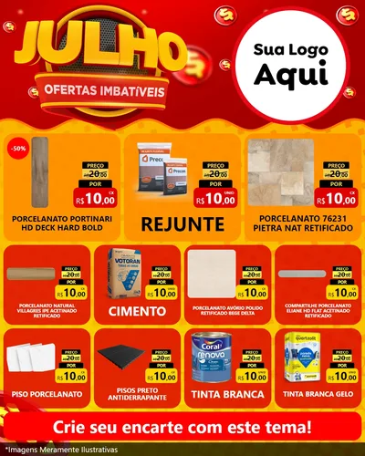 Modelo de Rede Social para Feed Instagram com o tema Julho Ofertas Imbatíveis para Pisos e revestimentos