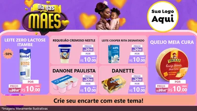 Modelo de TV para TV Horizontal com o tema Dia das Mães para Frios e Laticínios