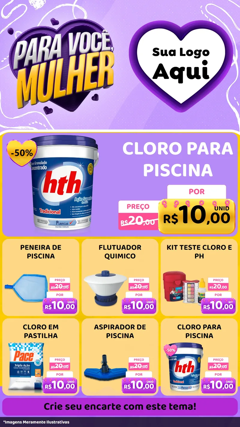 Modelo de Rede Social para Stories com o tema Para Você, Mulher para Produtos para Piscina