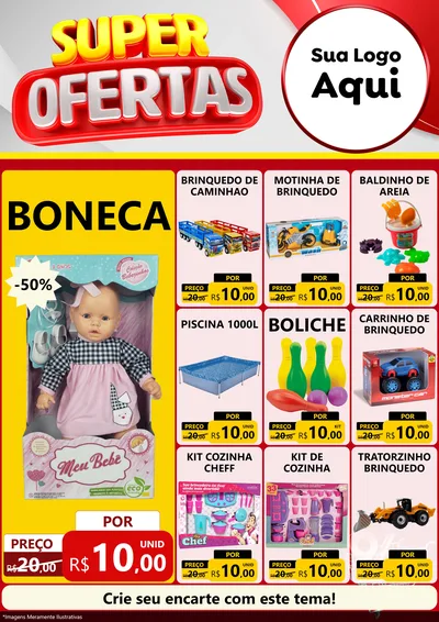 Modelo de Encarte para Encarte A4 Vertical com o tema Super Ofertas para Brinquedos