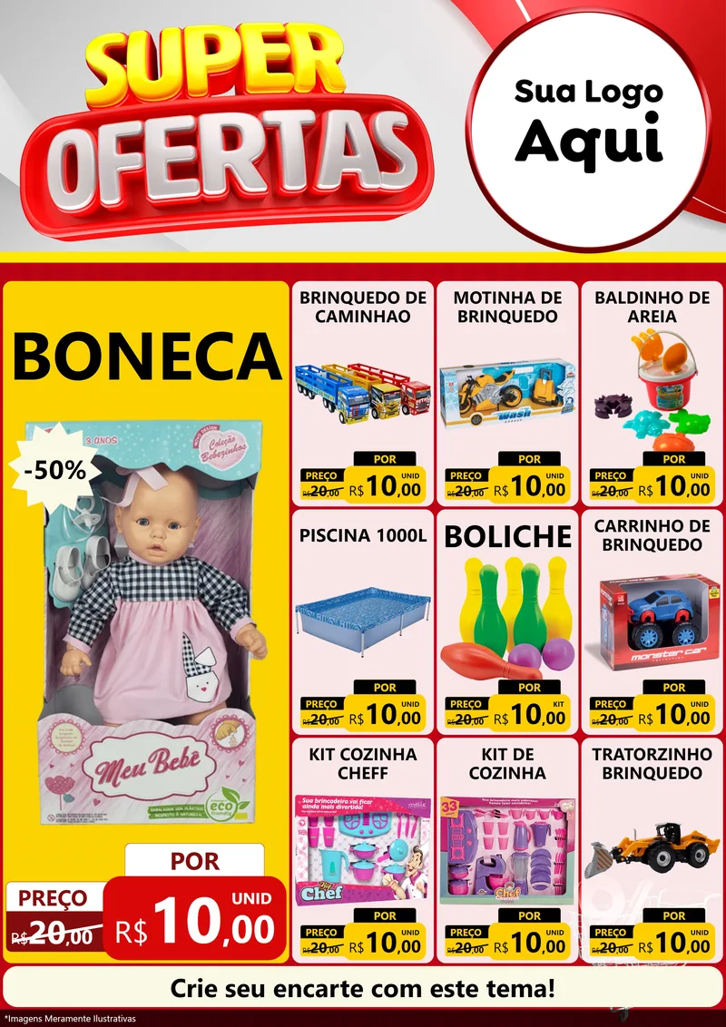 Modelo de Encarte para Encarte A4 Vertical com o tema Super Ofertas para Brinquedos