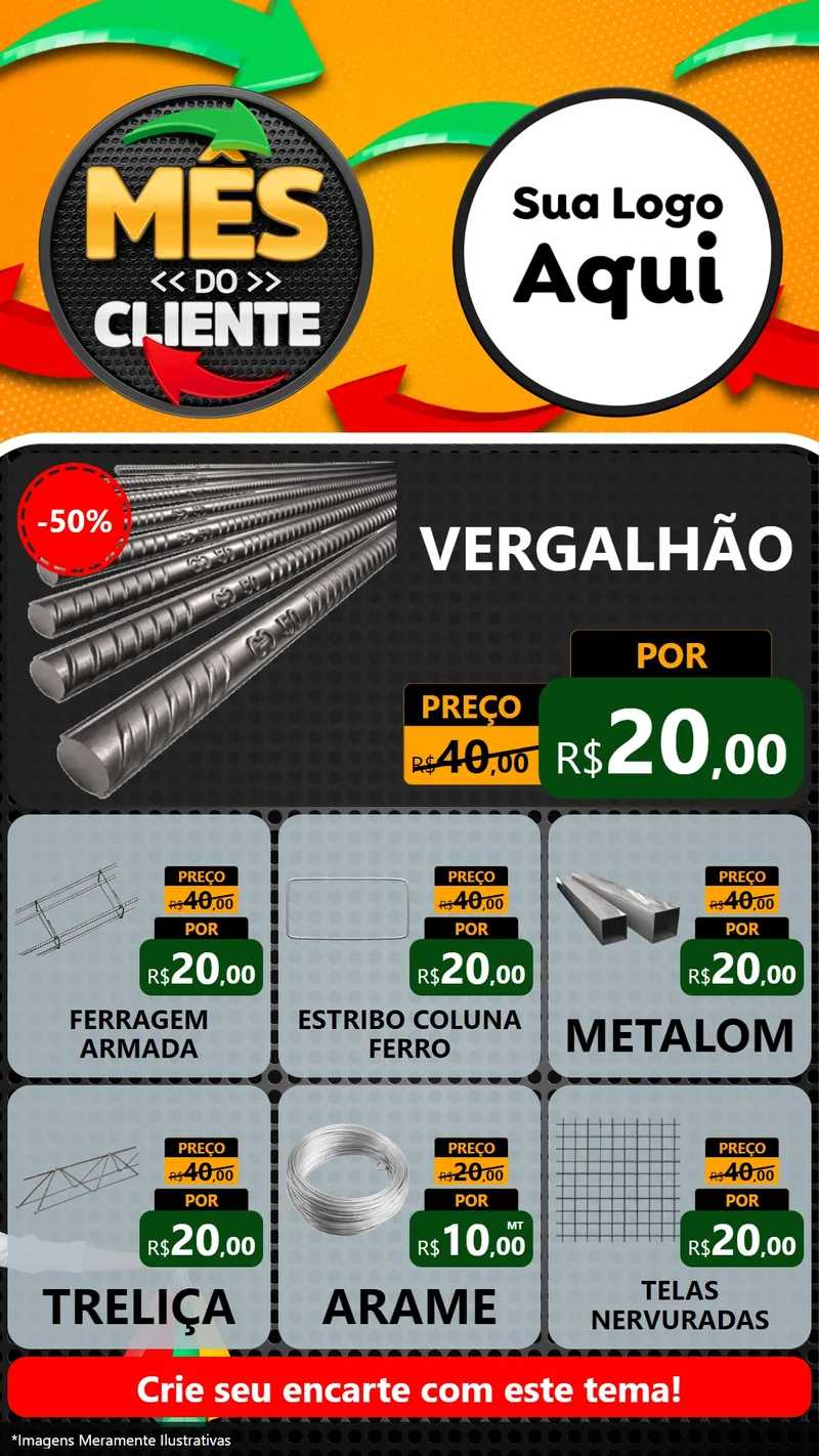 Modelo de Rede Social para Stories com o tema Mês do Cliente para Ferragens