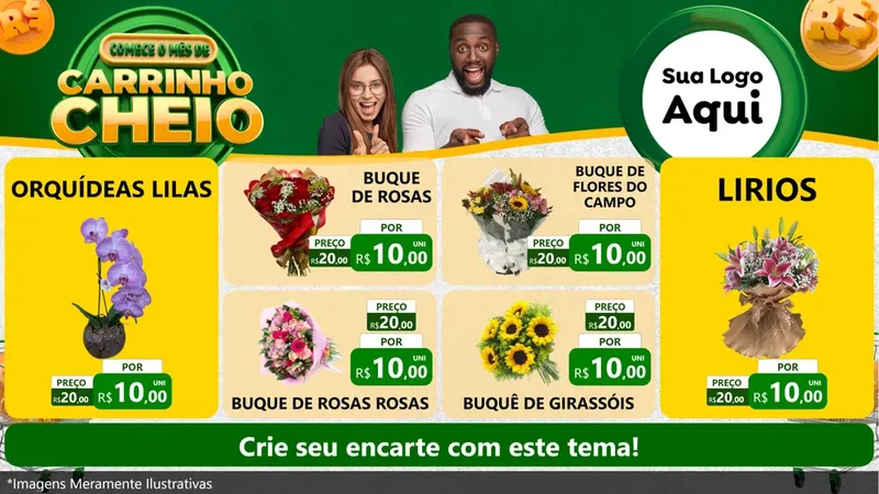 Modelo de TV para TV Horizontal com o tema Carrinho Cheio para Floricultura e jardim