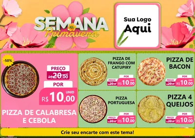 Modelo de Encarte para Encarte A4 Horizontal com o tema Semana da Primavera para Pizzaria