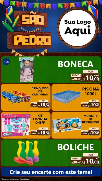 Modelo de TV para TV Vertical com o tema São Pedro para Brinquedos